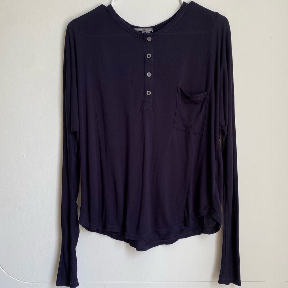 Vince navy blue batwing long sleeve top L - Picture 1 of 6